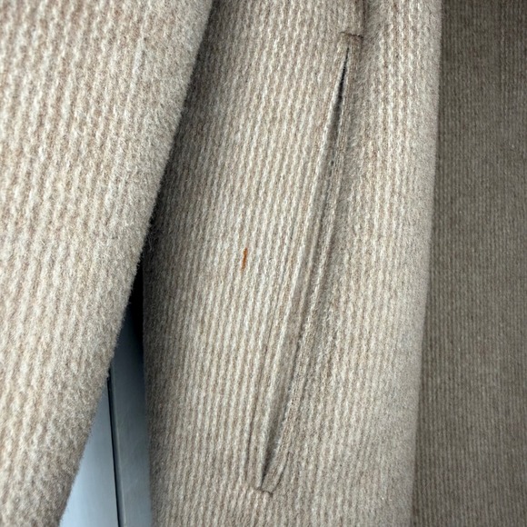 KAREN plus LG Camel Ribbed Wool Sill Cashmere Blend Coat Button Front Dress 80s - Picture 4 of 12